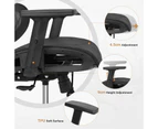 Advwin L Shaped Gaming Desk with LED Lights & Power Outlets and Mesh High Back Desk Chair with Sliding Cushion Set Black