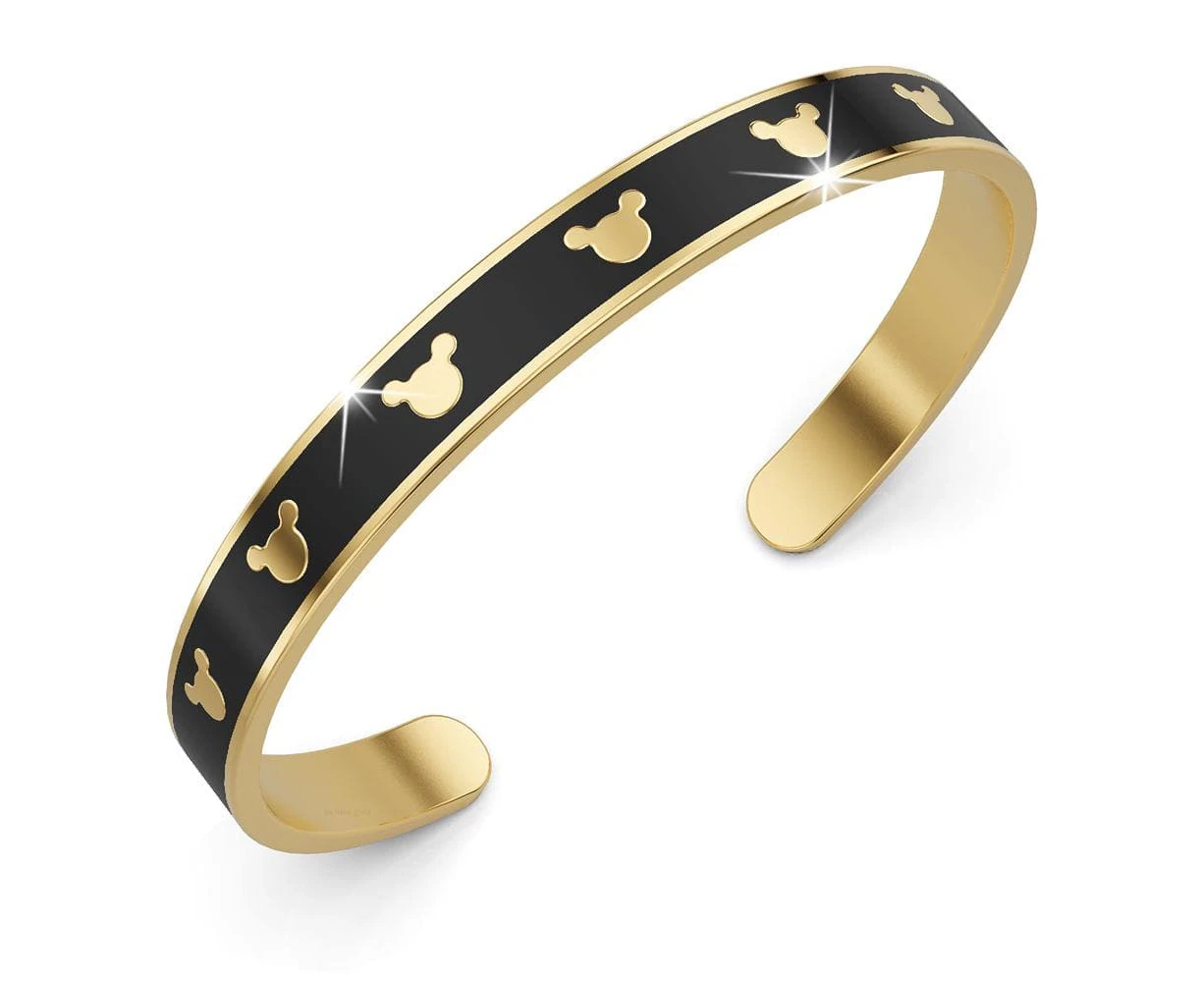 Mickey Mini Enamel Cuff Bangle Black Gold