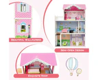 Costway 3-Floor Pretend Play Dollhouse Kids Wooden Dollhouse w/ 5 Rooms & Furniture Set Toy Gift