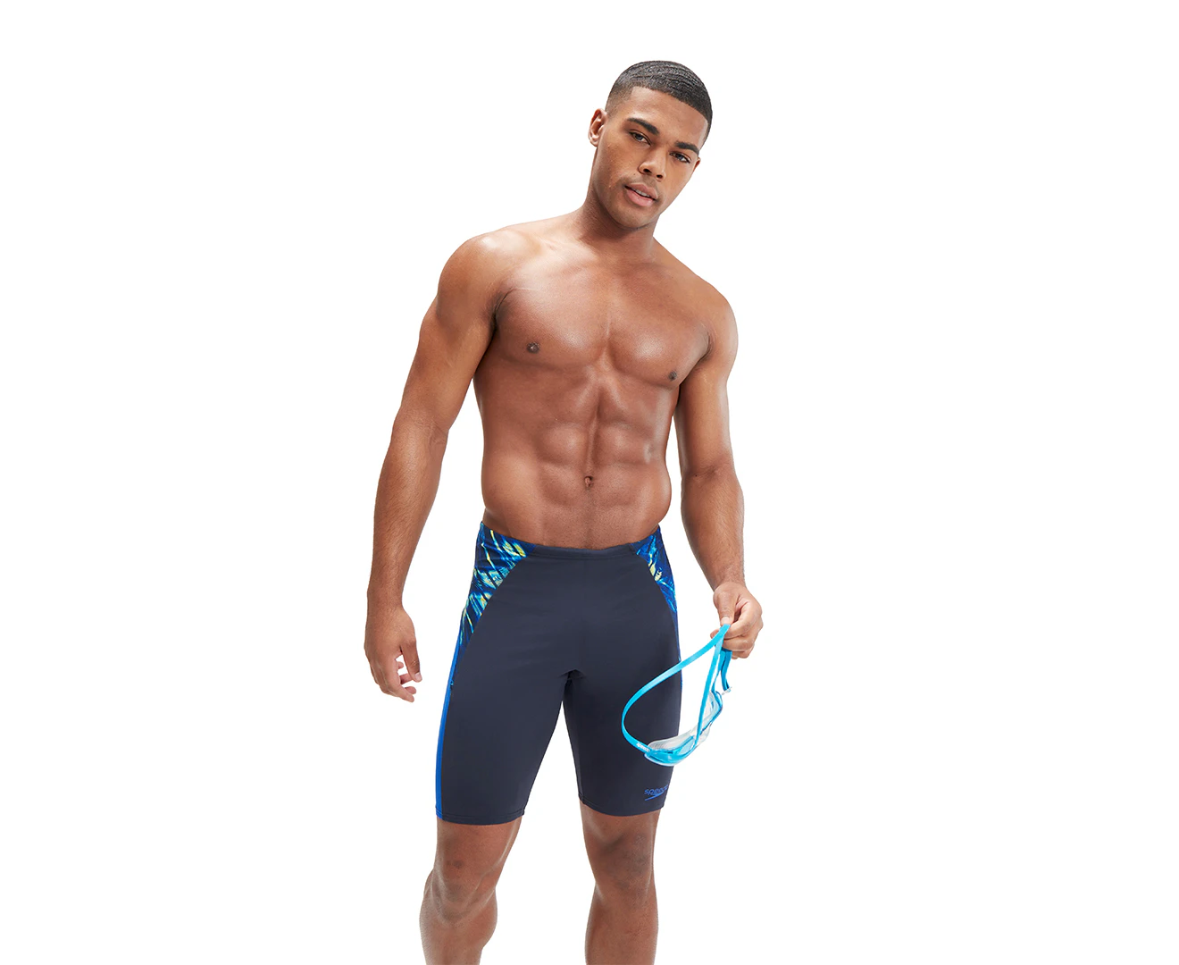 Speedo Men's Hyperboom Splice Jammer Aquashorts - True Navy/True Cobalt/Hypersonic Blue/Lemon Drizzle