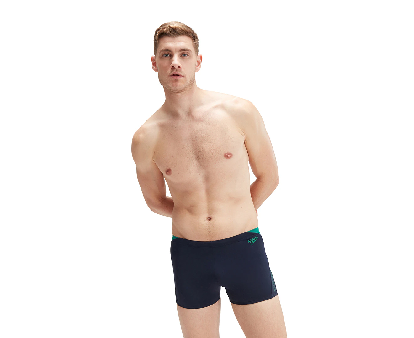 Speedo Men's Hyperboom Logo Splice Aquashorts - Navy/Green