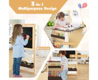 Costway 3IN1 Kids Painting Table Bench Set Double-Sided Art Easel Storage Bookshelf w/Cup Holders & Metal Clips Coffee