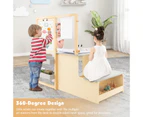 Costway 3IN1 Kids Painting Table Bench Set Double-Sided Art Easel Storage Bookshelf w/Cup Holders & Metal Clips Grey
