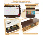 Costway 3IN1 Kids Painting Table Bench Set Double-Sided Art Easel Storage Bookshelf w/Cup Holders & Metal Clips Coffee