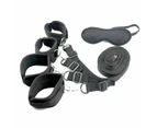 BDSM Under Bed Fetish Bondage Kit  Handcuffs Ankle Wrist Cuffs Spreader & Blinder Restraint - Black