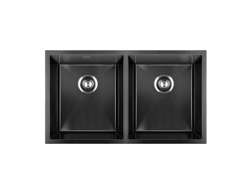 Welba Kitchen Sink Stainless Steel Basin Double Under/Top/Flush Mount Black