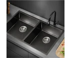 Welba Kitchen Sink Stainless Steel Basin Double Under/Top/Flush Mount Black