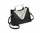 Tenpell Elegant Handbag with Chic Cat Shaped Handle and Adjustable Shoulder Strap-Black