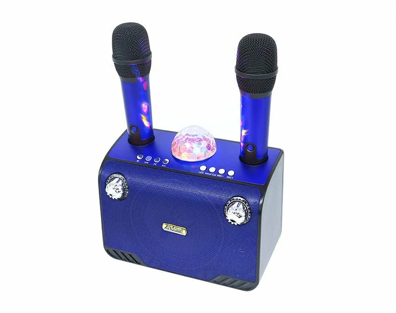 ANDOWL Portable Karaoke Bluetooth Party Speaker Twin Wireless Microphones Q-YX899 - Blue