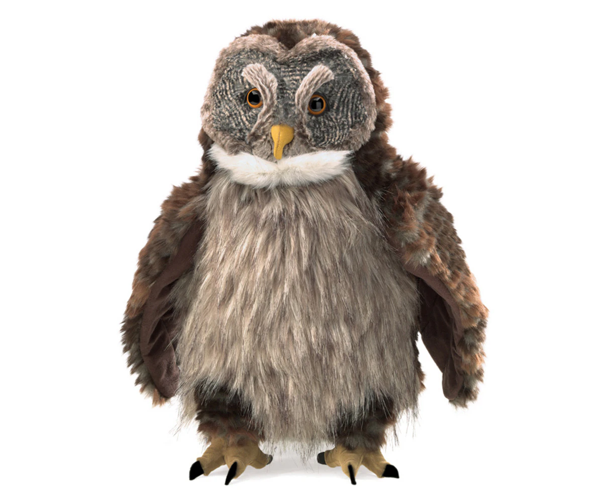 Folkmanis Hooting Owl 41cm Animal Hand Puppet Kids/Children Storytelling Toy 3y+