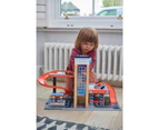 Tender Leaf Toys 67cm Blue Bird Service Station Car Park Wooden Toy Set Kids 3y+