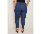 AUTOGRAPH - Plus Size - Womens Jeans -  Full Length Corset Waist Jean - Blue