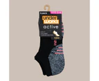 Underworks 3 Pack Low Cut Padded Trainer Socks - Black