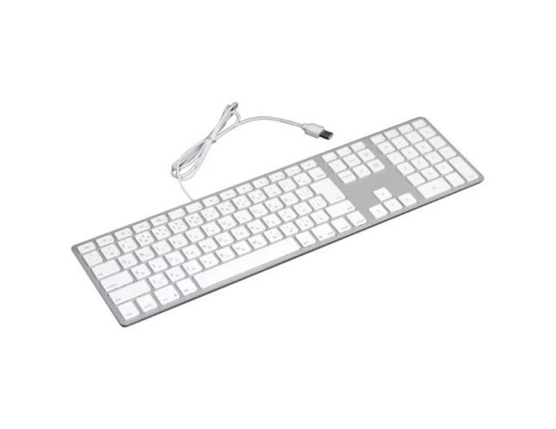 Matias FK318S Keyboard for Mac - Silver - USB-A Wired Aluminum Keyboard with Numeric Keypad and Built-in 2-Port USB 2.0 Hub [FK318S]