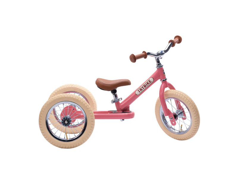 Trybike Pink Vintage 3-Wheel 86cm Balance Bike/Bicycle Kids/Toddler Ride On 18m+