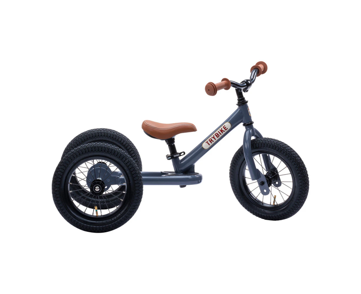 Trybike Grey Vintage 3-Wheel 86cm Balance Bike/Bicycle Kids/Toddler Ride On 18m+