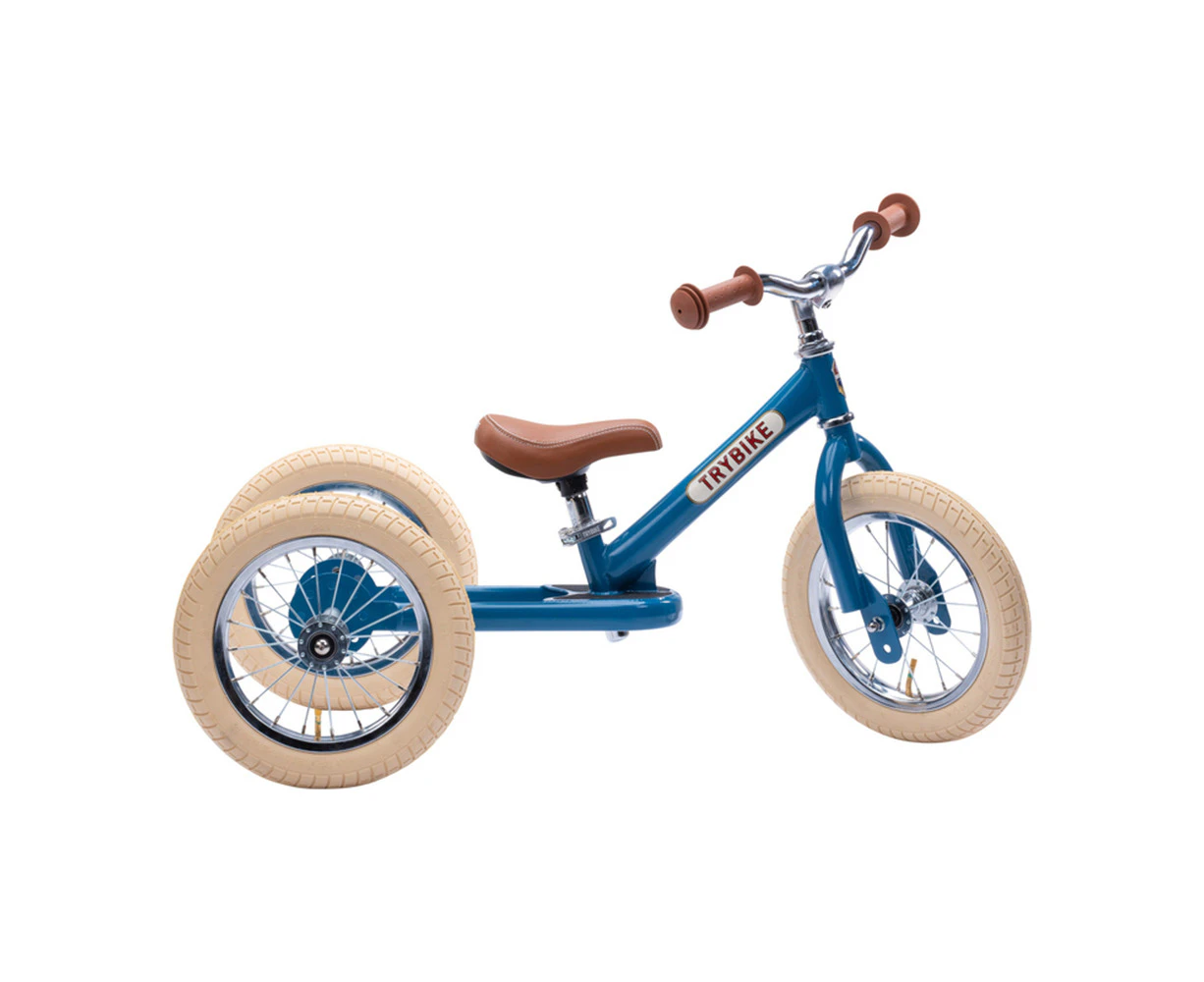 Trybike Blue Vintage 3-Wheel 86cm Balance Bike/Bicycle Kids/Toddler Ride On 18m+