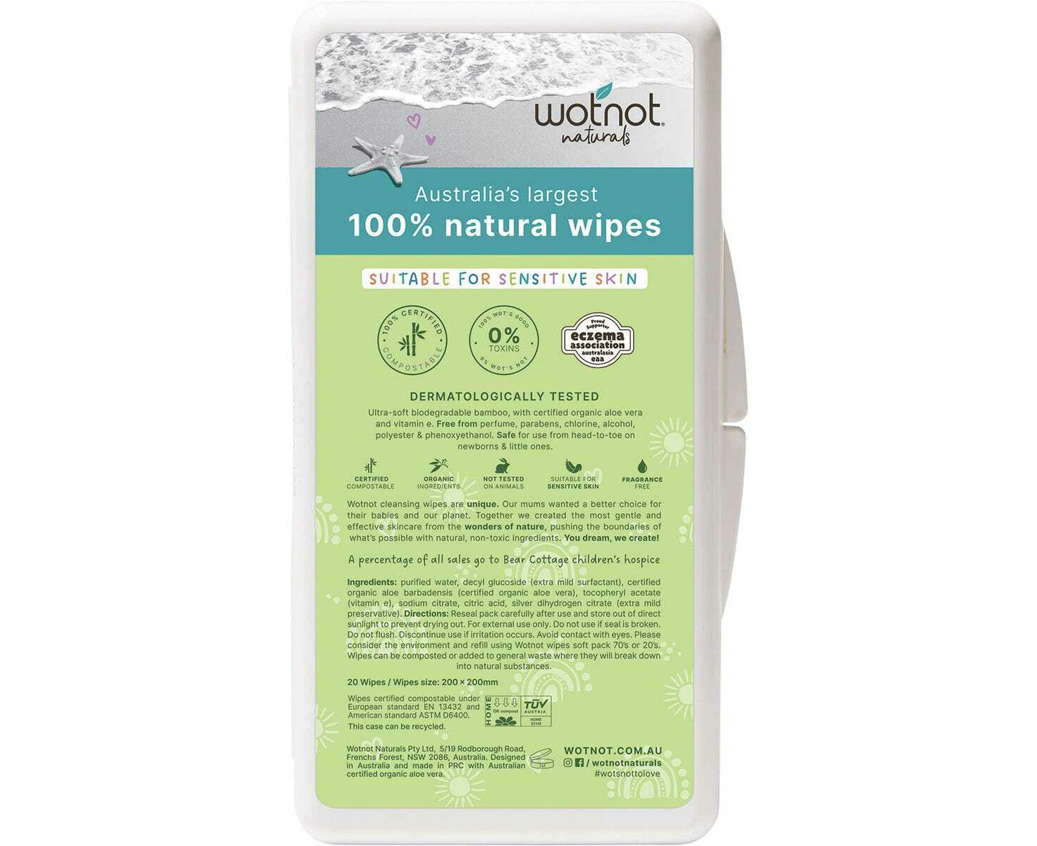 Wotnot Naturals 100% Natural Wipes with Travel Hard Case x 20 Pack