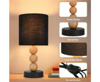 Bobo Small Table Desk Lamp Metal Base Wooden Body Fabric Shade - Black