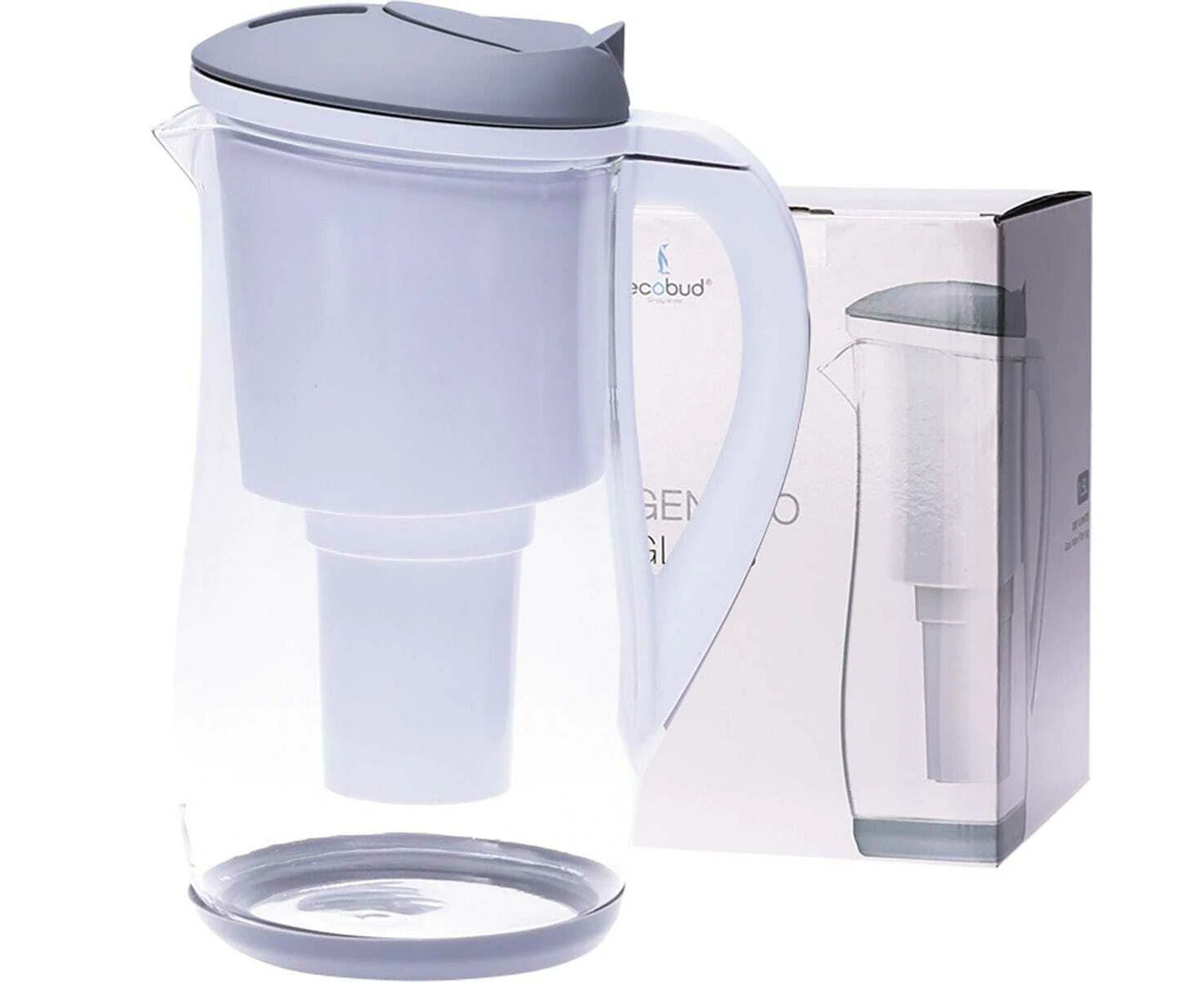 Gentoo Glass Water Filter Jug (Grey & White) - 1.5L