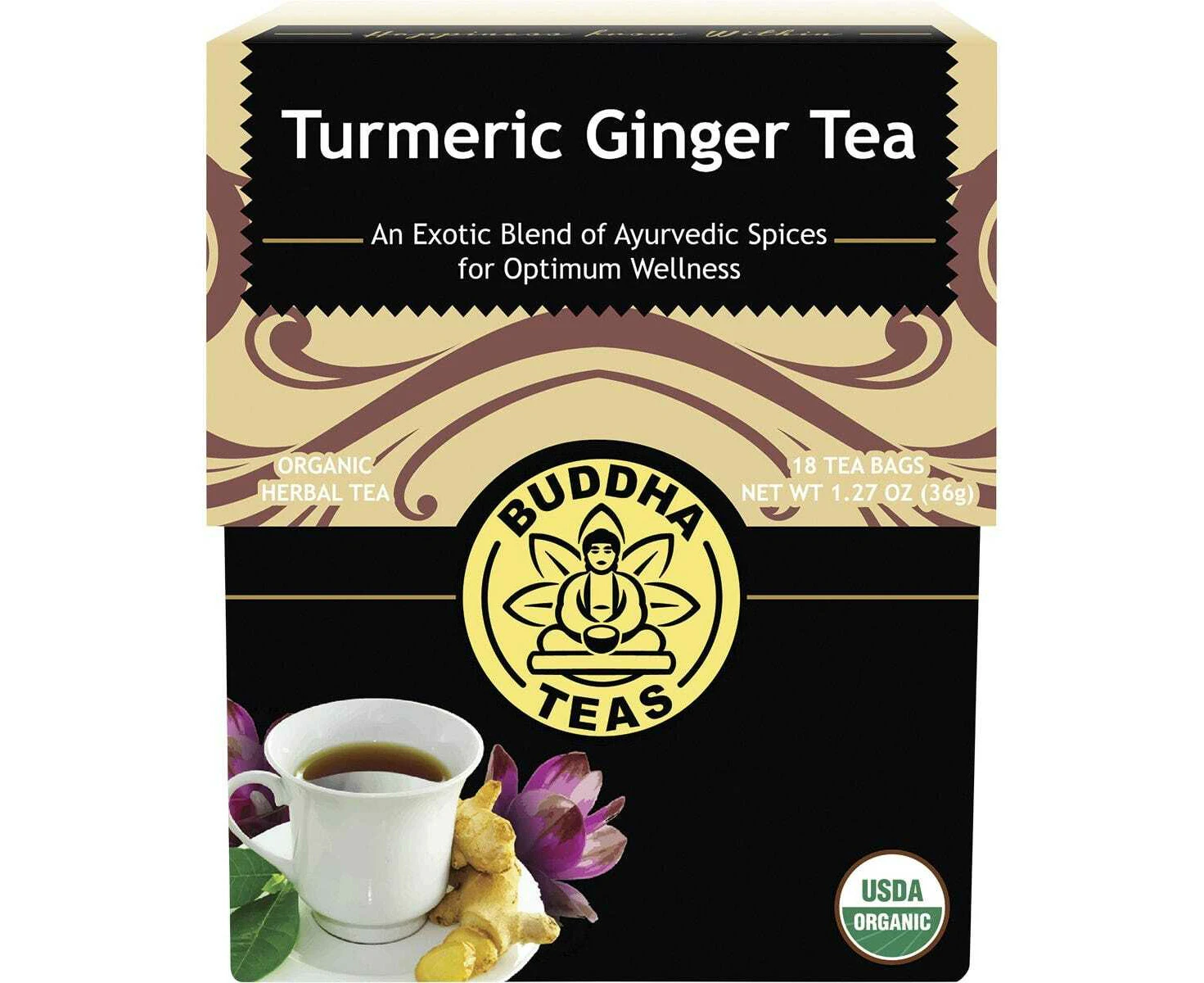 Organic Herbal Tea Bags (Turmeric Ginger Tea), 18 Piece