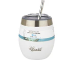 Insulated Wine Tumbler with Stainless Steel Straw (Spirit White) - 220mL