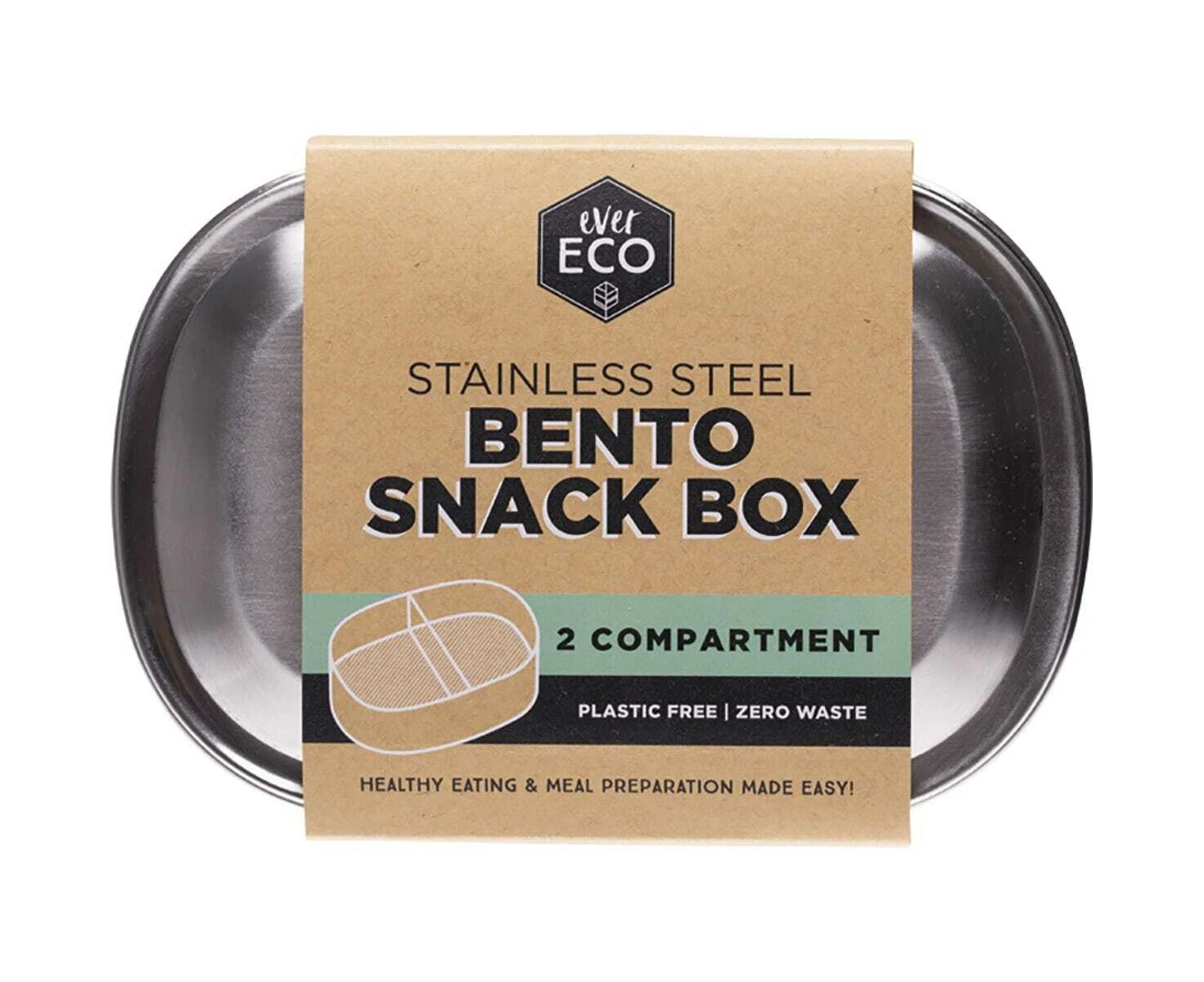 Stainless Steel Bento Snack Box (2 Compartment) - 580mL