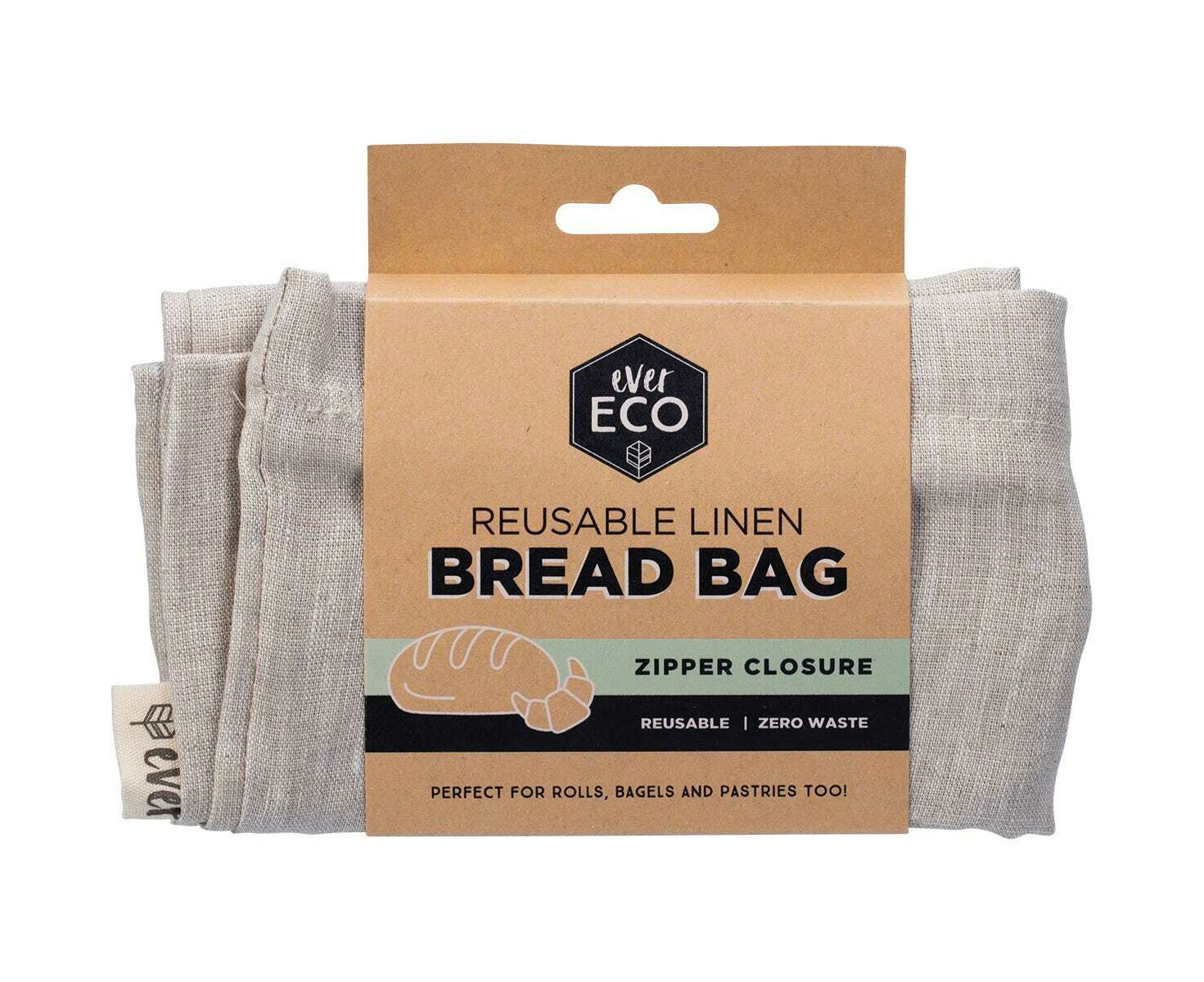 Reusable Linen Bread Bag - Zipper Closure