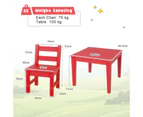 Giantex 3-Piece Kids Table & Chairs Set Toddler Activity Play Table Set Children Indoor Outdoor Furniture Set Home Backyard Red