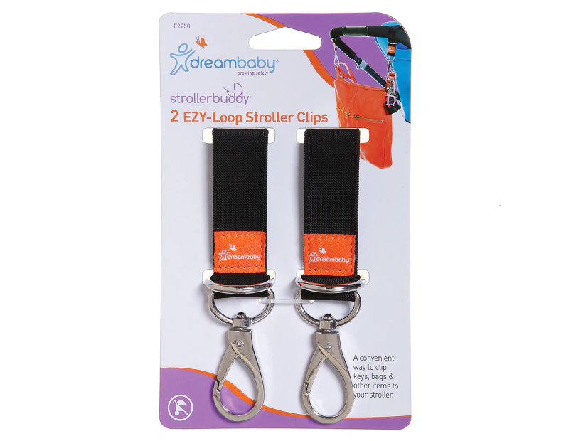 Dreambaby Strollerbuddy EZY-Fit Stroller Clips 2-Pack - Silver