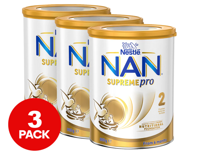 3 x Nestlé NAN SUPREMEpro 2 Premium Follow-On Formula 6-12 Months Powder 800g