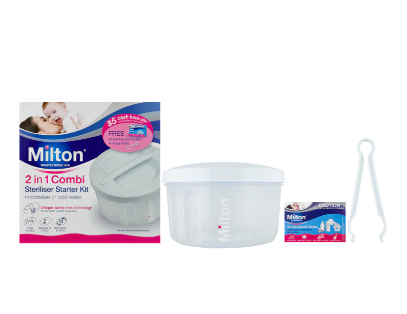 Milton 5L 2-in-1 Combi Steriliser Starter Kit w/ Antibacterial Tablets