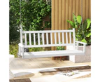 Costway Outdoor Porch Swing Chair Wood Bench Hanging Seat w/Adjustable Chains & Back Garden Backyard White