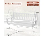 Costway Outdoor Porch Swing Chair Wood Bench Hanging Seat w/Adjustable Chains & Back Garden Backyard White