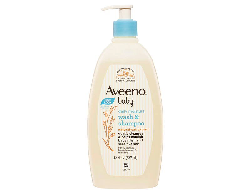 Aveeno Baby Daily Moisture Wash & Shampoo Lightly Scented 532mL