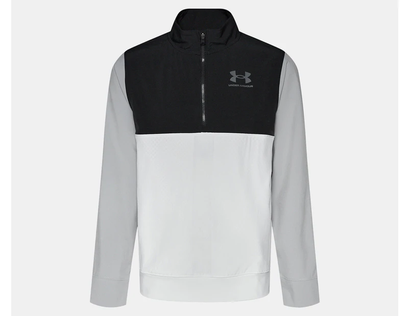 Under Armour Youth Boys' UA Woven 1/2 Zip Top - Black/White/Pitch Grey