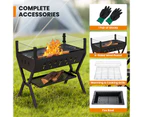 Costway 2-in-1 Fire Pit Camping Charcoal Grill w/Rack & Shelf Stainless Steel Outdoor Cooking Picnic Hiking