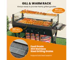 Costway 2-in-1 Fire Pit Camping Charcoal Grill w/Rack & Shelf Stainless Steel Outdoor Cooking Picnic Hiking