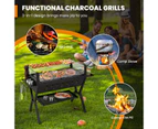 Costway 2-in-1 Fire Pit Camping Charcoal Grill w/Rack & Shelf Stainless Steel Outdoor Cooking Picnic Hiking