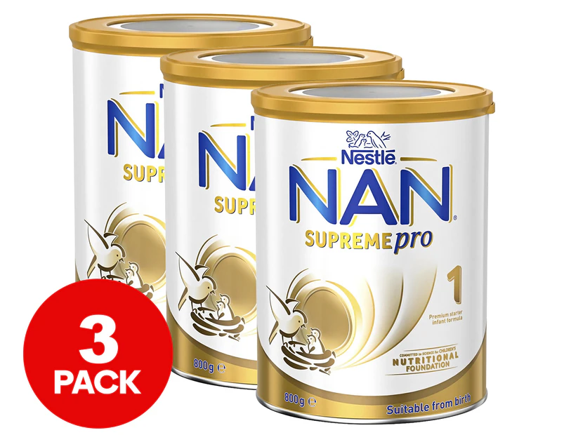 3 x Nestlé NAN SUPREMEpro 1 Baby Formula From Birth 800g