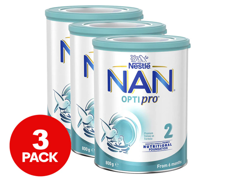 3 x Nestlé NAN OPTIPRO 2 Follow-On Formula From 6 Months Powder 800g