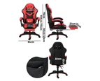 Oikiture Gaming Chair 7 RGB LED 8 Points Massage Racing Recliner Office Computer - Black&Red