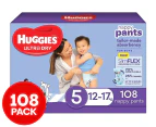 Huggies Boys' Size 5 12-17kg Ultra Dry Nappy Pants 108pk