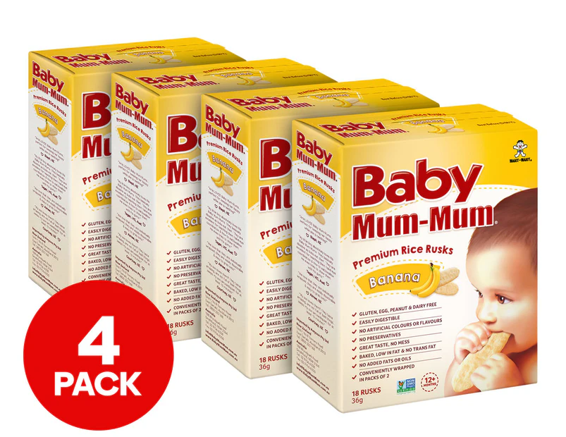 4 x Baby Mum-Mum First Rice Rusks Banana 36g