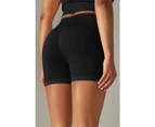 Azura Exchange Black Solid Color High Waist Tummy Control Active Shorts - Black