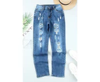 Azura Exchange Distressed Buttoned Pocket Jeans - Sky Blue
