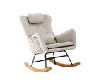 Oikiture Rocking Chair Nursing Armchair Linen Accent Chairs With 2 Pillow Beige