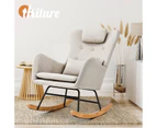 Oikiture Rocking Chair Nursing Armchair Linen Accent Chairs With 2 Pillow Beige