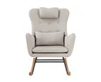 Oikiture Rocking Chair Nursing Armchair Linen Accent Chairs With 2 Pillow Beige