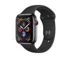Apple Watch Series 4 (Cellular) 44mm Gray Stainless Steel Black Band - Refurbished Grade A